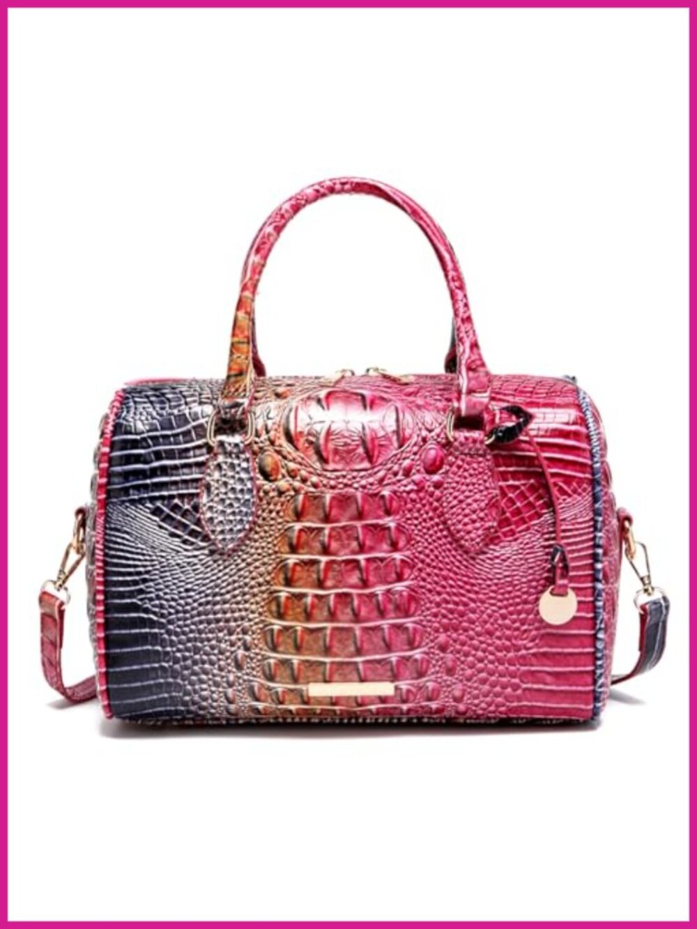 Vegan Leather Crocodile Embossed Tote Bag Top Handle Shoulder Purse